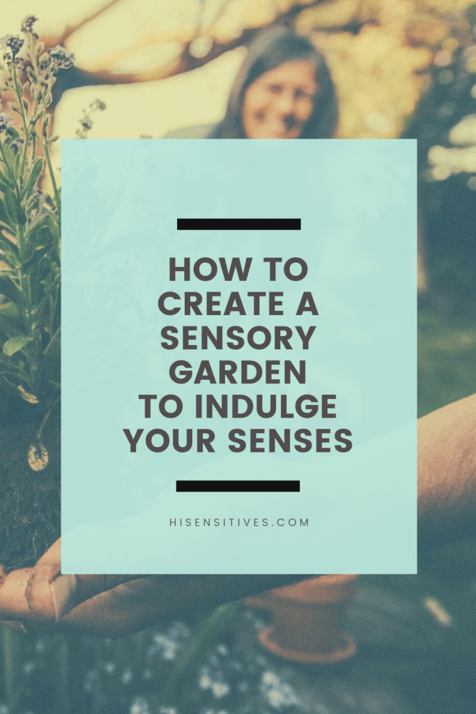 On the image there is a garden with the title 'How to create a sensory garden to indulge your sentences'.